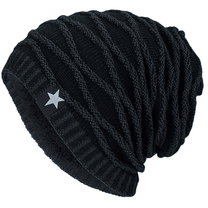 Grey Solid Knitted Warm Winter Beanies