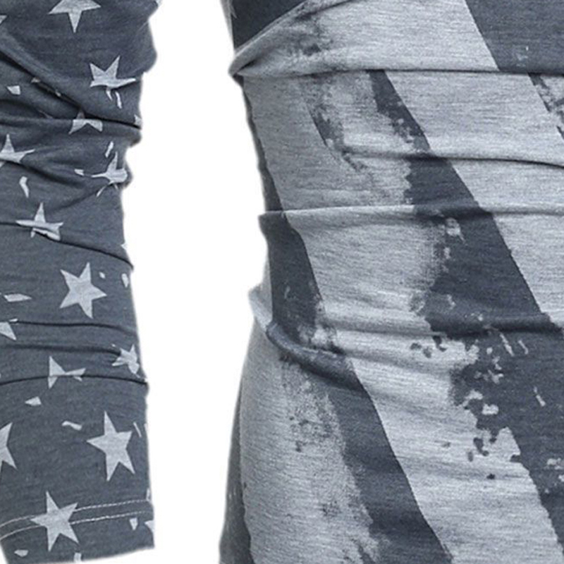 American Flag Printed Grey Full Sleeve T-Shirt