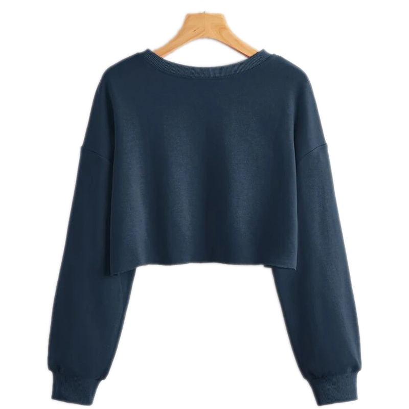 Drop Shoulder Plain Crop Top