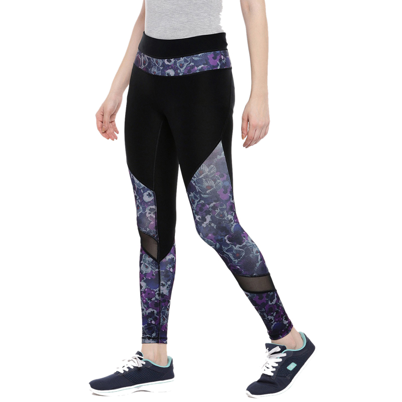Black Contrast Printed Yoga Leggings